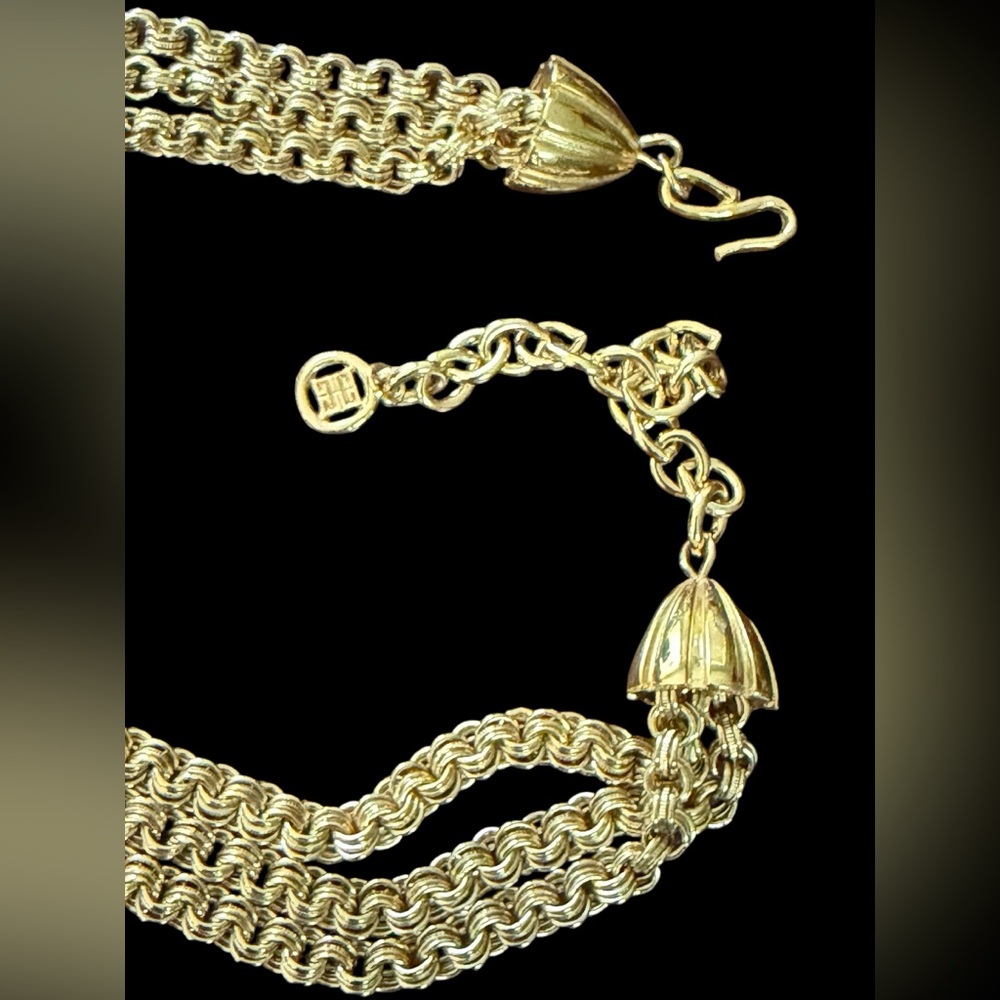 Givenchy Paris New York Vintage Multi Strand Gold-Plated and Rhinestone Necklace - Picture 15 of 17